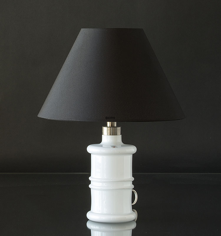 Rund lampeskærm høj model 19 cm i højden, sort chintz stof, (evt. Holmegaard Apoteker lampe, mini nr. 4363273)