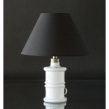 Rund lampeskærm høj model 19 cm i højden, sort chintz stof, (evt. Holmegaard Apoteker lampe, mini nr. 4363273)