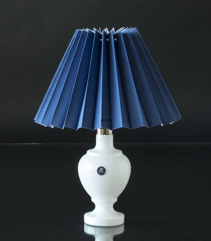 Plissé lampeskærm i blå chintz stof, sidelængde 18cm