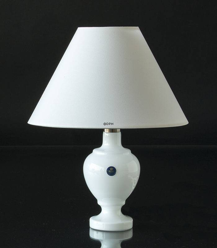 Rund lampeskærm høj model 16 cm i højden, hvid chintz stof