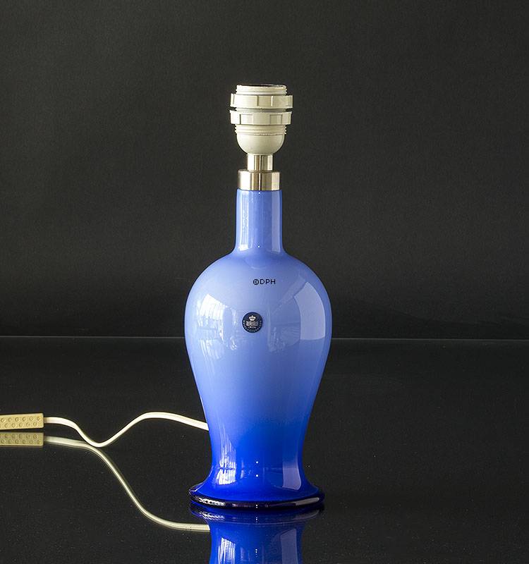 Holmegaard Torino Bordlampe i blåt glas, mellem - Udgået af produktion