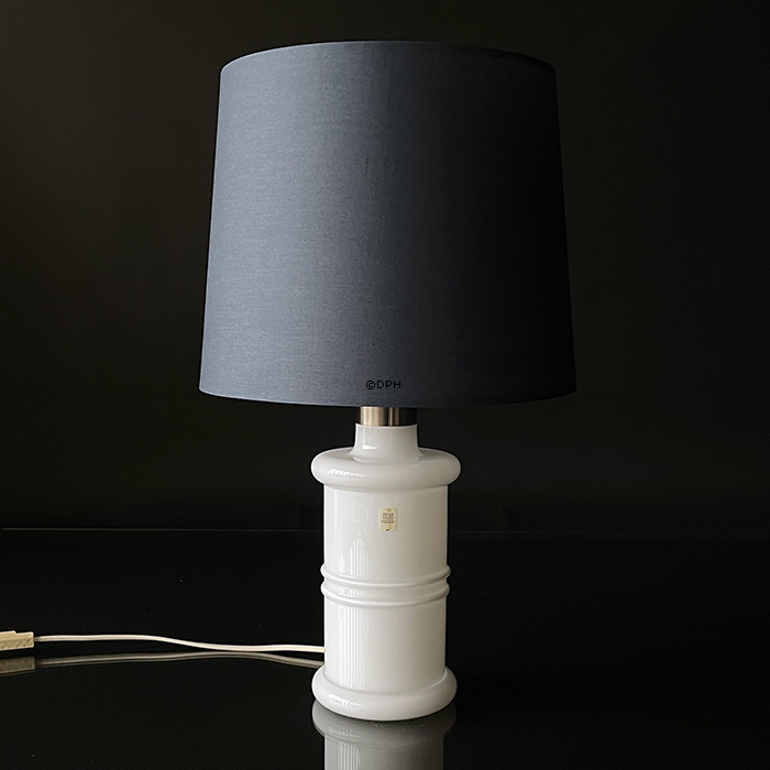 Rund cylinderformet lampeskærm 23 cm i højden, blå chintz stof