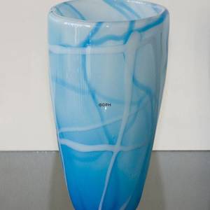 Glasvase til stor buket, høj model i blå og hvide nuancer, glaskunst, | Nr. 4440 | DPH Trading
