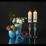 Glasvase für großen Blumenstrauß, blau mit weiß, mundgeblasenes Glas