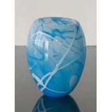 Glass Flowerpot, or vase, Blue with White contrast, Hand Blown Glass Art,