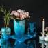 Billig glas bordfad blåt med hvidt mønster, Mundblæst glaskunst, | Nr. 4442 | DPH Trading
