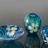 Blå Glasvase/urtepotte, blå med blomster, glaskunst, | Nr. 4452 | DPH Trading