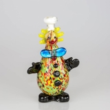 Clownfigur, Glasclown mit blauer Krawatte, 24cm, mundgeblasenes Glas