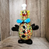 Clownfigur, Glasclown mit blauer Krawatte, 24cm, mundgeblasenes Glas