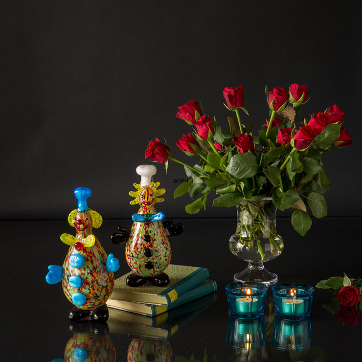 Glasklovn med blå butterfly, Højde: 24cm, Glaskunst, Mundblæst