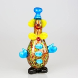 Clownfigurine, Clown with yellow butterfly, 24cm, Hand Blown Glass,