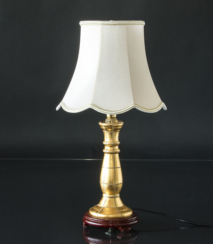 Kinesisk søjle bordlampe med guldtern