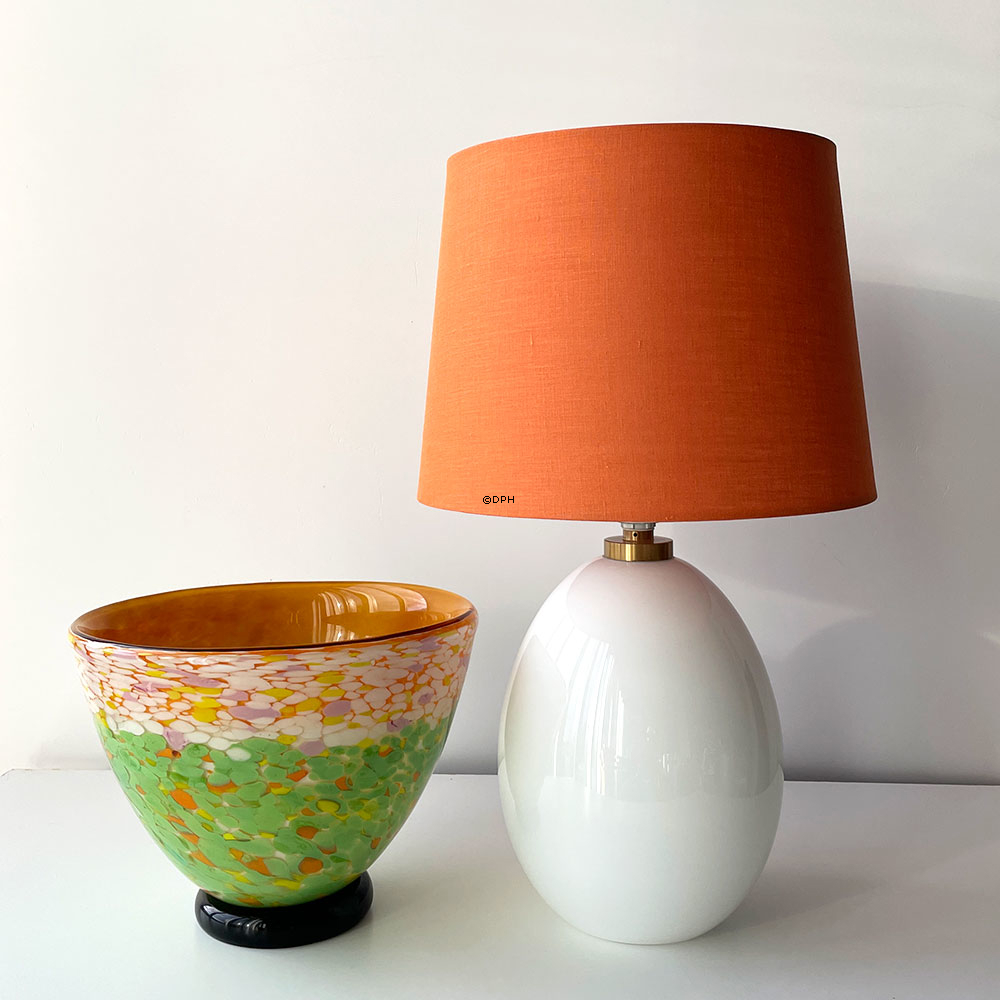 Glasskål med limegrøn bund 24x27cm, Glaskunst, Mundblæst,