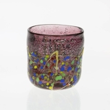 Fyrfadsstage mundblæst i Rosa nuancer, kan også bruges til lille vase, Glaskunst,