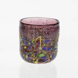 Fyrfadsstage mundblæst i Rosa nuancer, kan også bruges til lille vase, Glaskunst, | Nr. 4506 | DPH Trading
