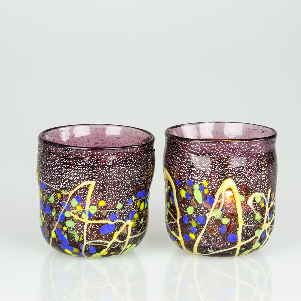 Fyrfadsstage mundblæst i Rosa nuancer, kan også bruges til lille vase, Glaskunst,