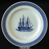 Royal Copenhagen/Aluminia Tranquebar, blue, plate with three masted ship 25cm