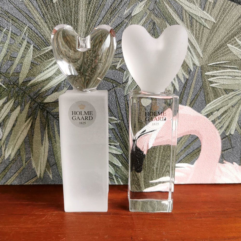 Holmegaard Heart stage, 1 stk klar/sandblæst & 1 stk sandblæst/klar