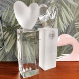 Holmegaard Heart candlestick, 1 clear/sandblæst & 1 frosted/clear