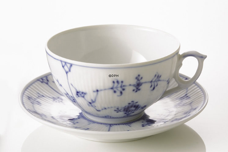 Blåmalet, riflet, Thekop / Kaffekop 1dl, Bing & Grøndahl