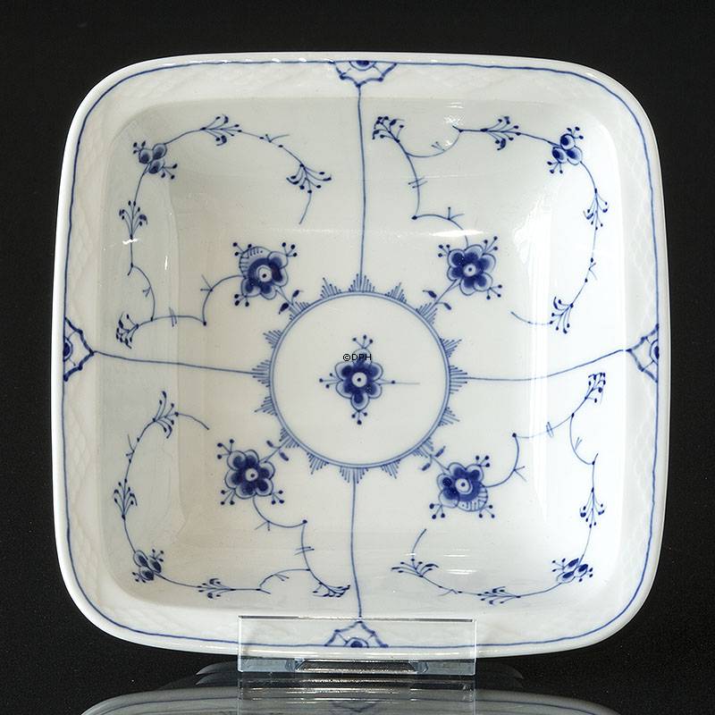 Blåmalet firkantet skål, lille, 20cm, Musselmalet Bing & Grøndahl nr. 229