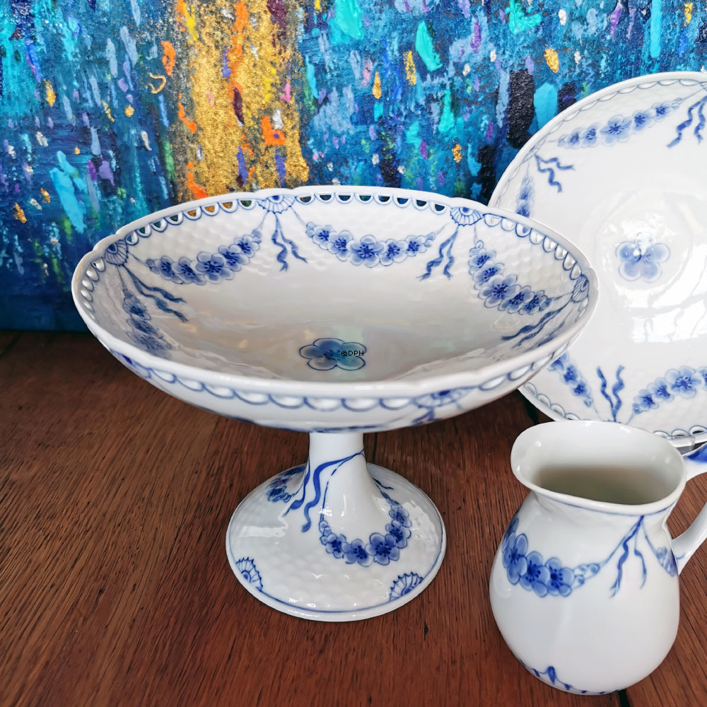 Empire stel opsats/skål på fod med gennembrudt kant, Bing & Grøndahl (MEGET SJÆLDEN)