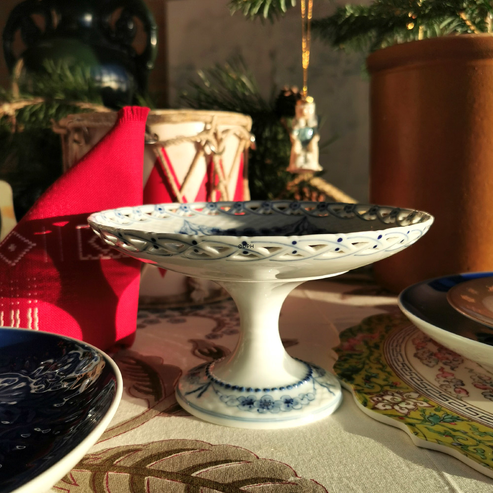 Empire stel opsats/skål på fod med gennembrudt kant, Bing & Grøndahl (MEGET SJÆLDEN)