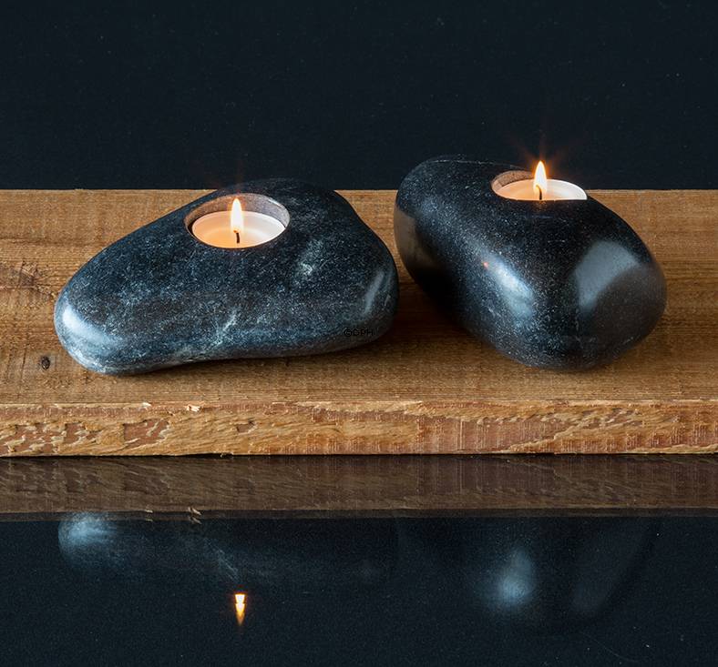 Fyrfadsten i sorte/grå nuancer - assorteret