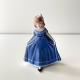 MINI Dansende pige med blå kjole, mini, Pige stående med udbredt blå kjole, Royal Copenhagen figur nr. 084