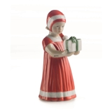 Elsa, Mädchen in rotem Weihnachtskleid, Royal Copenhagen Figur Nr. 090