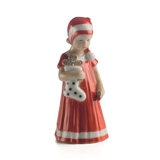 Elsa, Mädchen in rotem Kleid und Weihnachtsstrumpf, Royal Copenhagen Figur Nr. 092