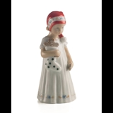Elsa, Mädchen in weißem Kleid und Weihnachtsstrumpf, Royal Copenhagen Figur Nr. 093