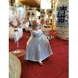 MINI Dansende pige med tyrkis kjole, mini, Pige stående med udbredt kjole, Royal Copenhagen figur nr. 100