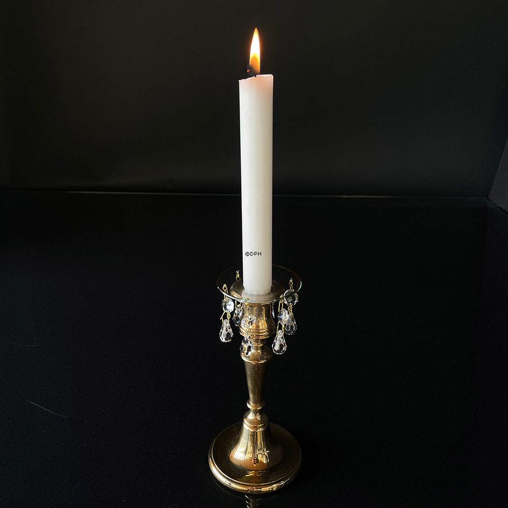 Lysmanchet, guldkant med små glaskrystal dråber (indvendigt hul 2,5cm)