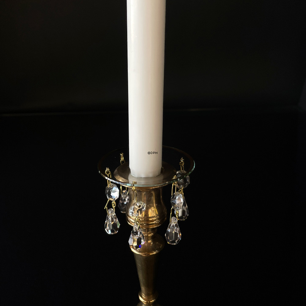 Lysmanchet, guldkant med små glaskrystal dråber (indvendigt hul 2,5cm)