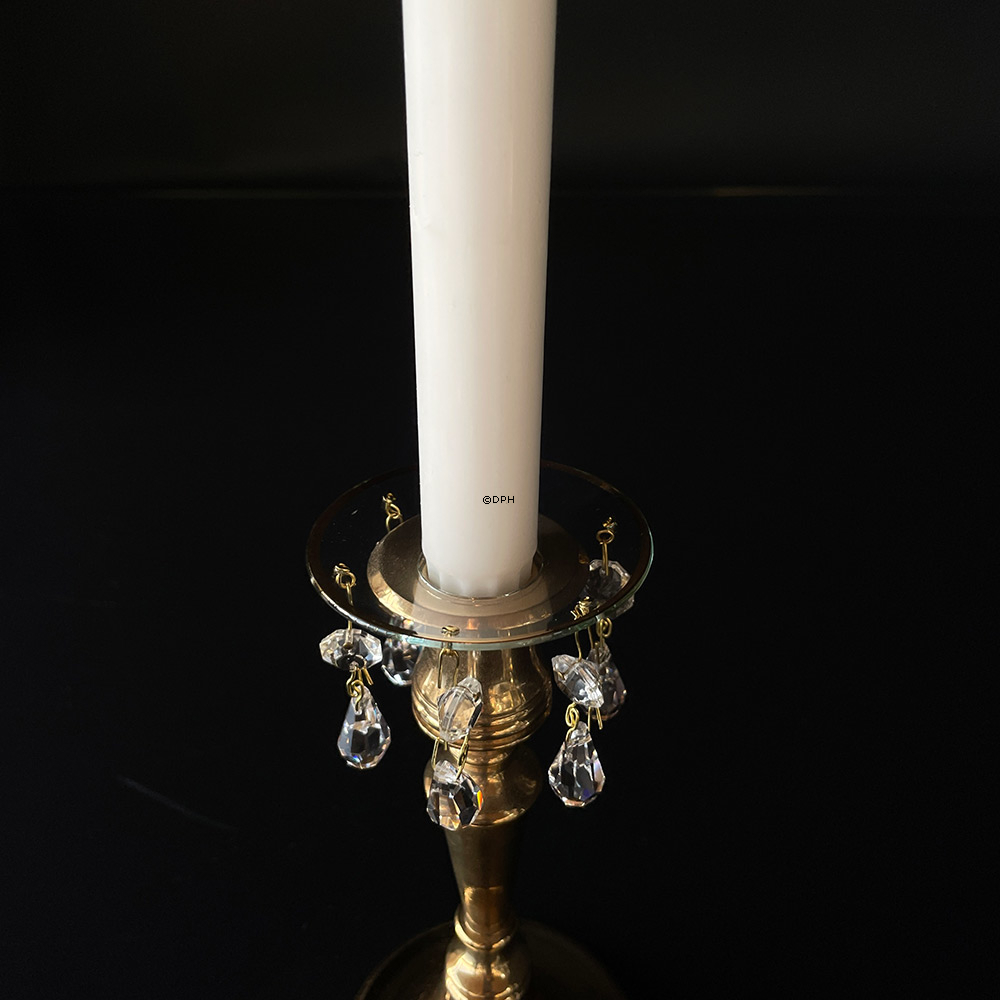 Lysmanchet, guldkant med små glaskrystal dråber (indvendigt hul 2,5cm)