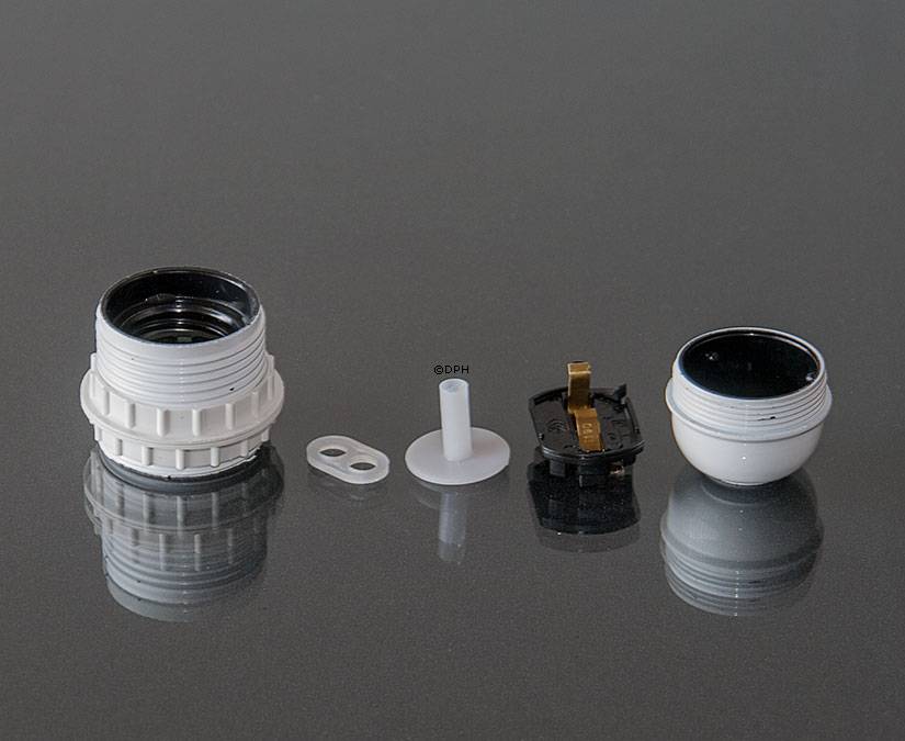 E27 fatning med omløbsringe (Ø40mm), uden afbryder, hvid