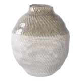 Vase i keramik, støvet grøn/hvid