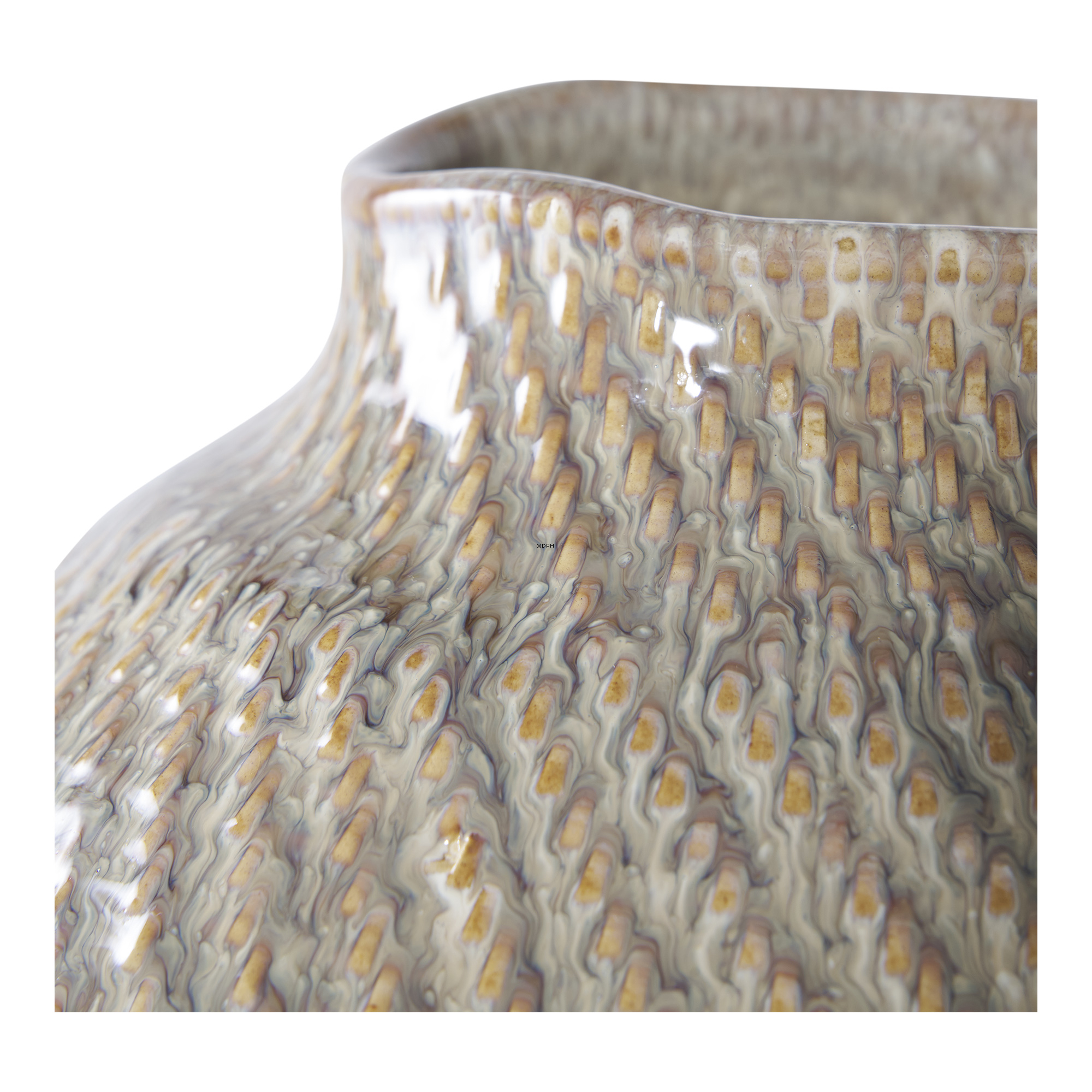 Vase i keramik, støvet grøn/hvid