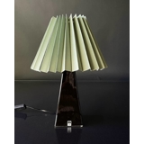 Plissé lampeskærm i vissengrøn chintz stof, sidelængde 18cm