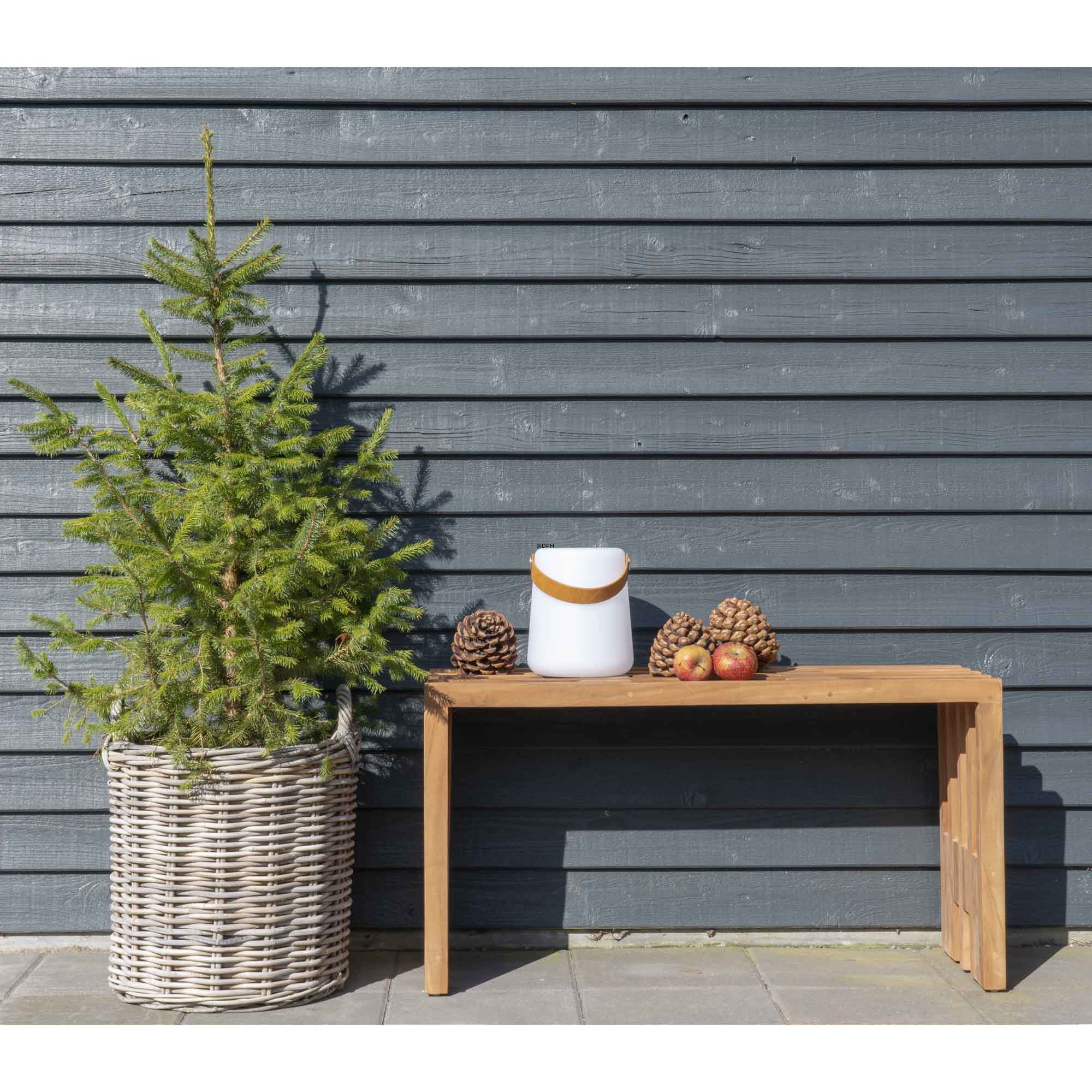 Bristol LED Lampe i hvid med læderstrop, genopladelig