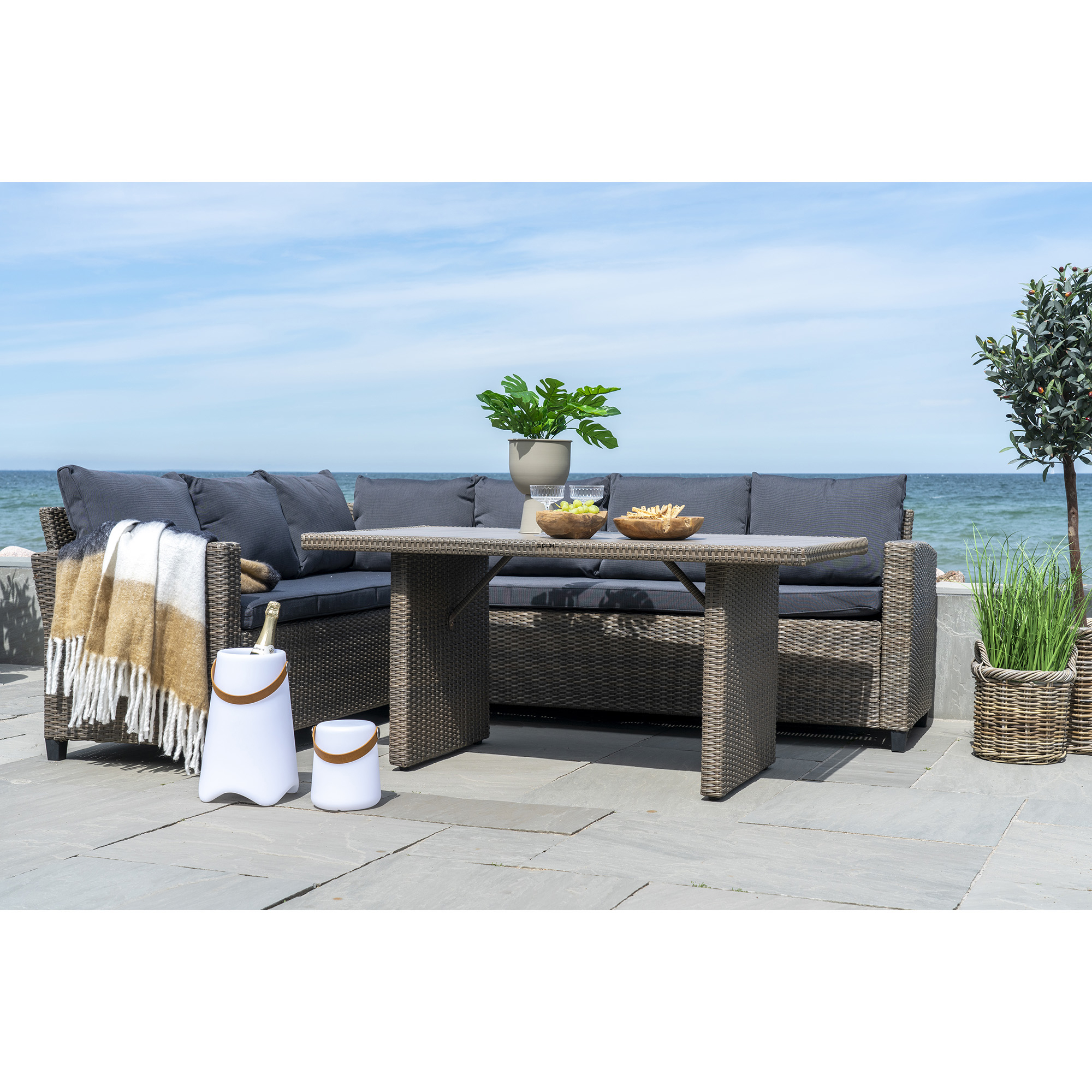 Bristol LED Lampe i hvid med læderstrop, genopladelig