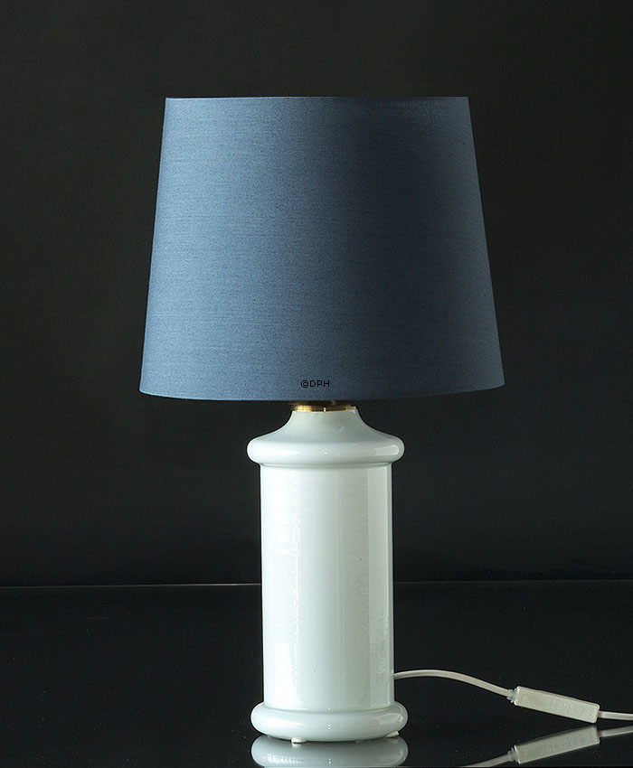 Rund cylinderformet lampeskærm 22 cm i højden, blå chintz stof