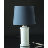 Whtie table lamp in glass with brass fitting (akin to Holmegaard apoteker)