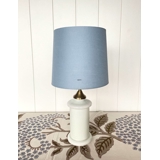 White table lamp in glass with brass fitting (akin to Holmegaard apoteker)