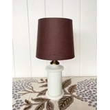 White table lamp in glass with brass fitting (akin to Holmegaard apoteker)