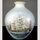 Windjammer vase, med motiv nr. 2 af skibet the Eagle, Bing & Grondahl