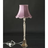 Håndsyet kantet lampeskærm med buer 18 cm i højden, lilla/mørk rosa silke stof