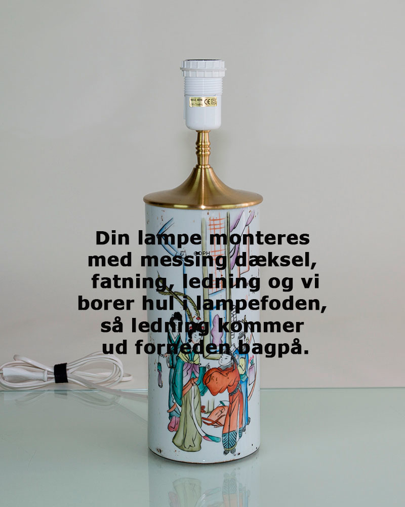 Montering til bordlampe - Færdig standard lampemontering med messing dæksel