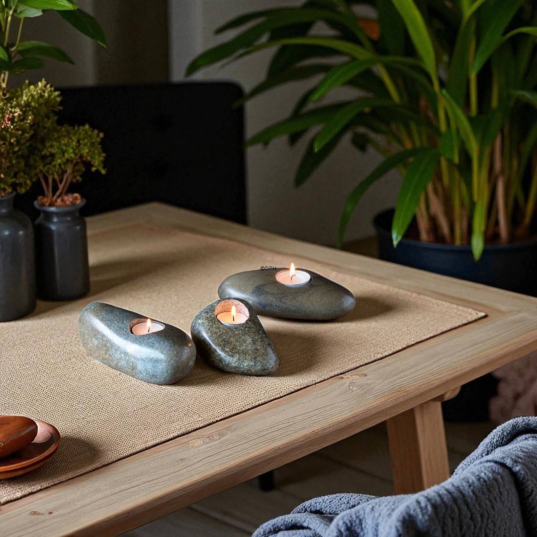 Fyrfadsten i grå nuancer - assorteret